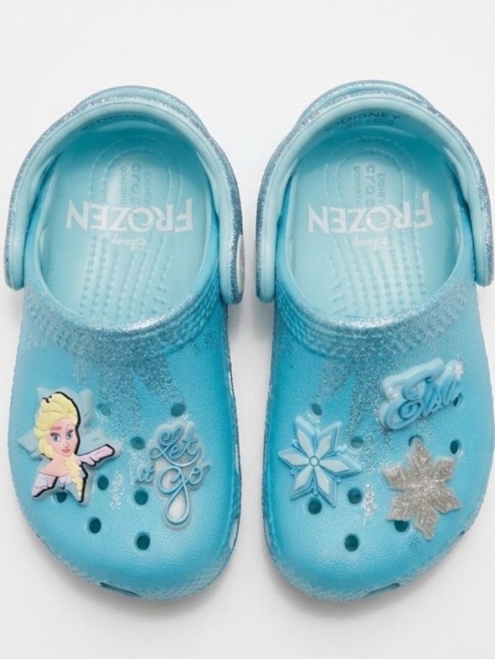 Disney Crocs Frozen Elsa Classic Clog Blue Toddler Girls Size 12